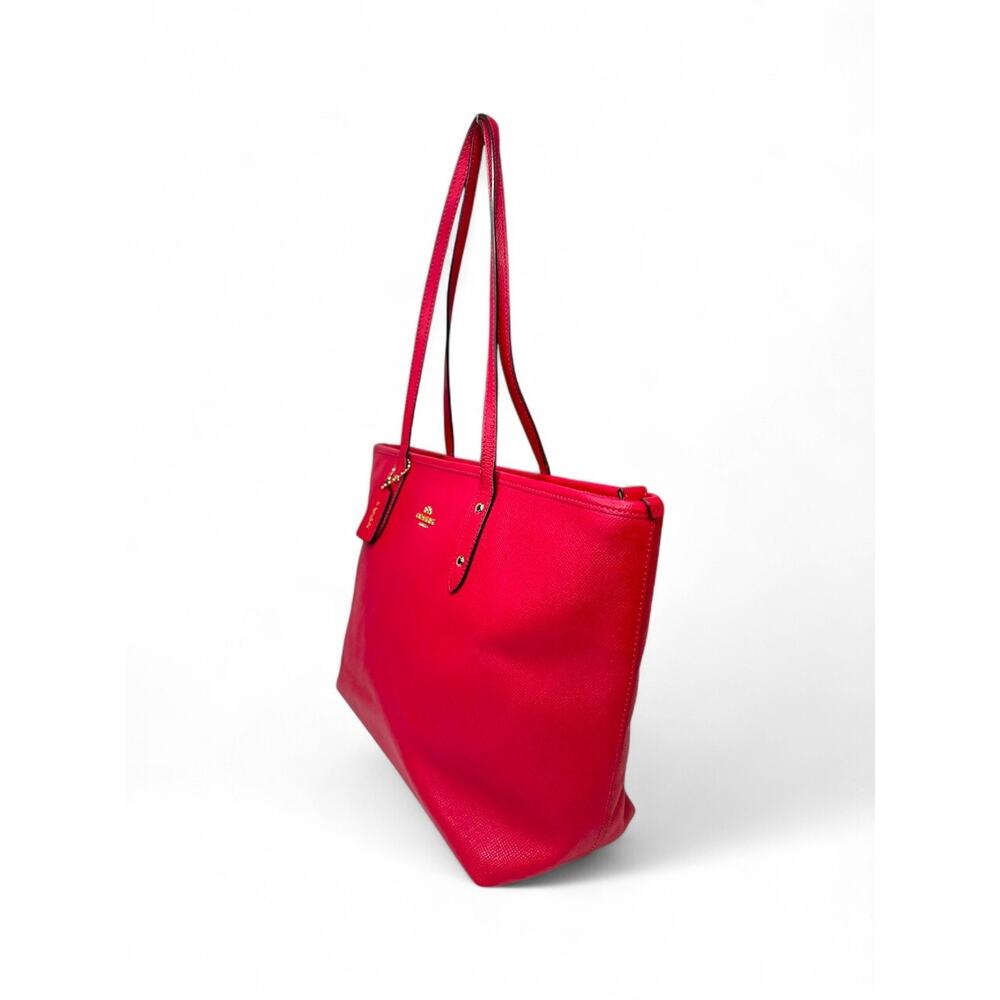 Coach City Zip Tote Cerise Hot Pink Crossgrain Leather Shoulder Bag - Picture 7 of 11
